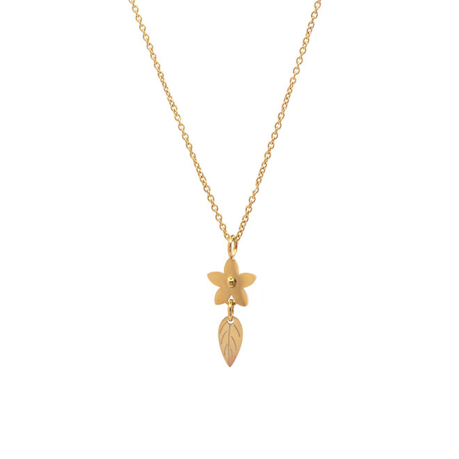Ketting flower leaf goud