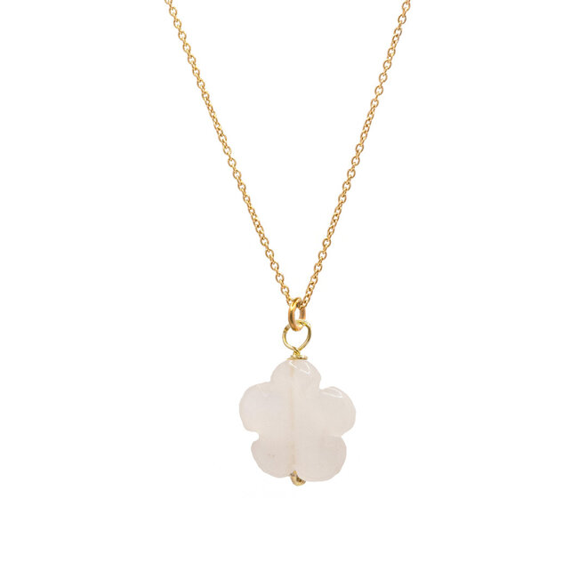 Ketting flower witte jade goud