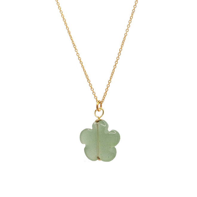 Ketting flower groene aventurijn goud