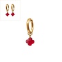 Oorbellen clover mat donker rood goud