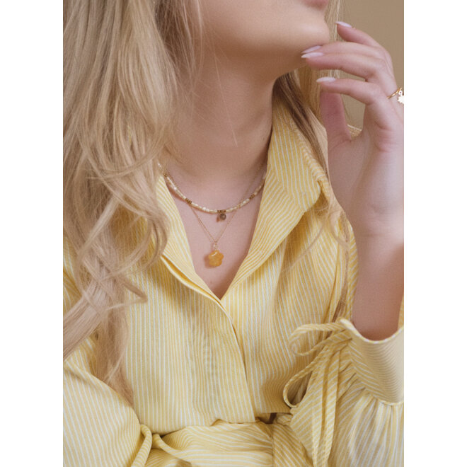 Ketting flower gele jade goud