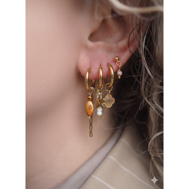 Oorbellen clover mat oranje goud