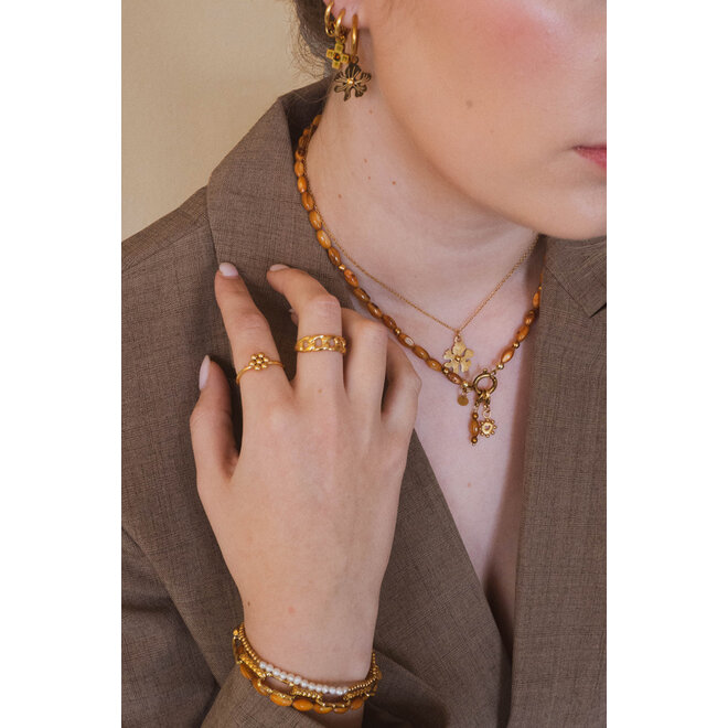 Charm oval shell oranje goud