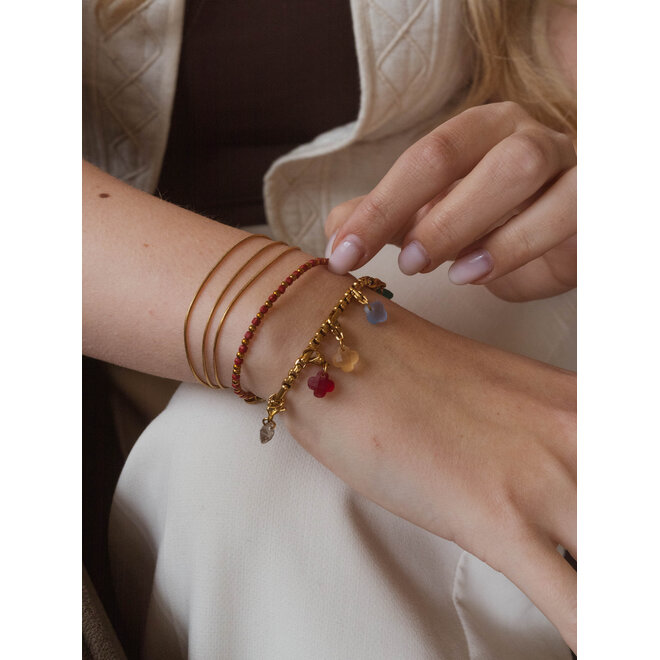 Charm clover shiny licht bruin goud