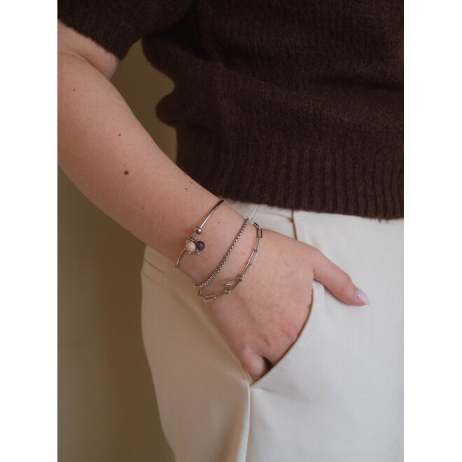 Armband small square jasseron zilver