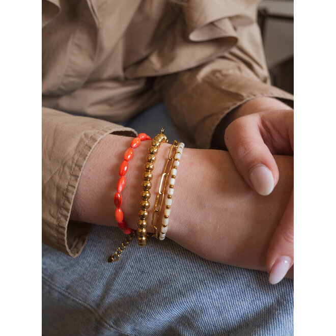 Armband oval shell rood goud