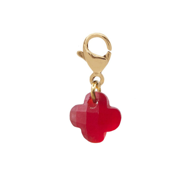 Charm clover mat donker rood goud