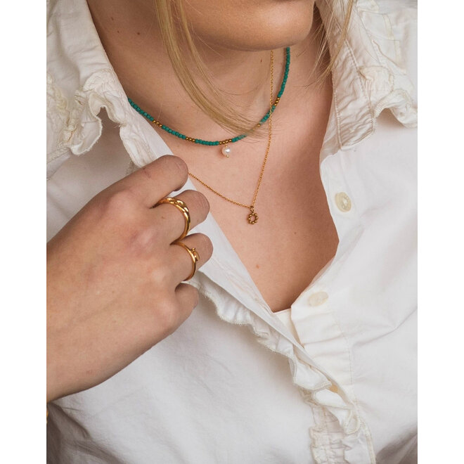 Ketting small open dots kort goud