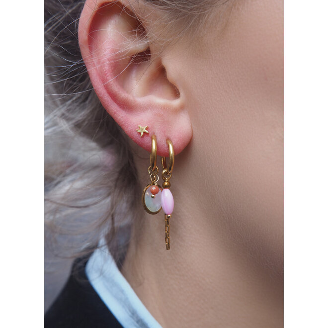 Oorringen shell oranje granaat goud