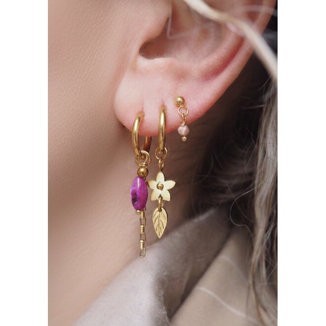 Oorbellen flower leaf goud