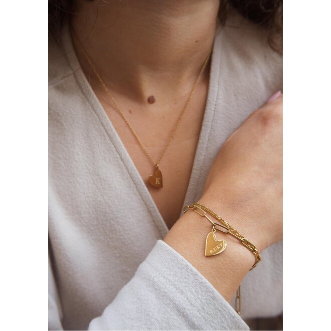 Gepersonaliseerde geboortebloem bedel heart goud