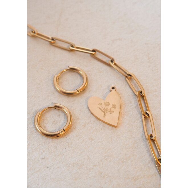 Gepersonaliseerde geboortebloem bedel heart goud