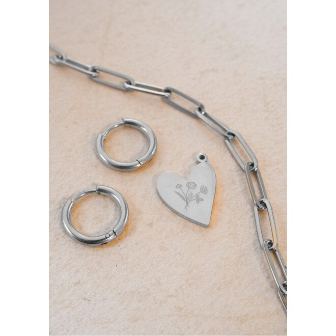 Gepersonaliseerde geboortebloem bedel heart zilver