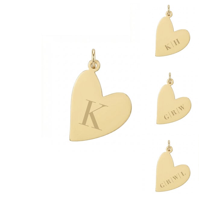 Gepersonaliseerde initialen bedel heart goud