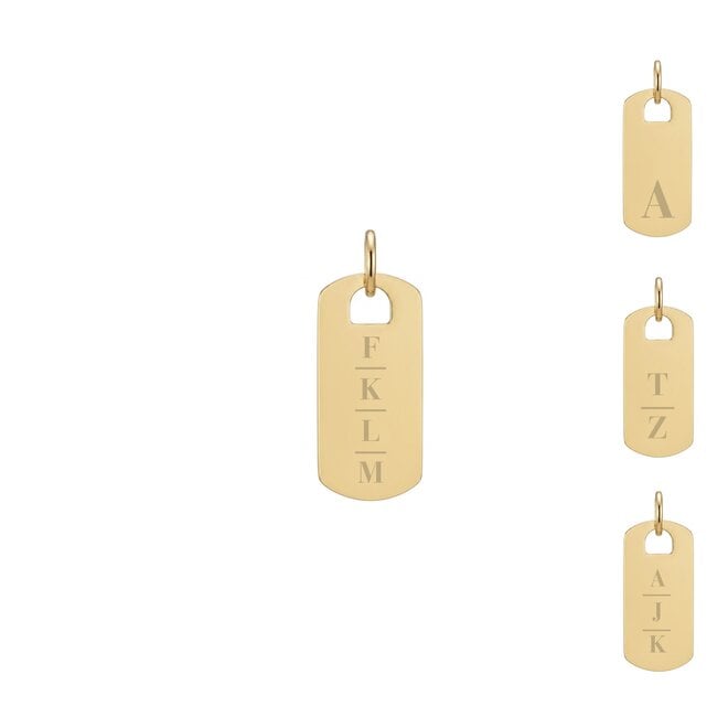 Gepersonaliseerde initialen bedel tag goud