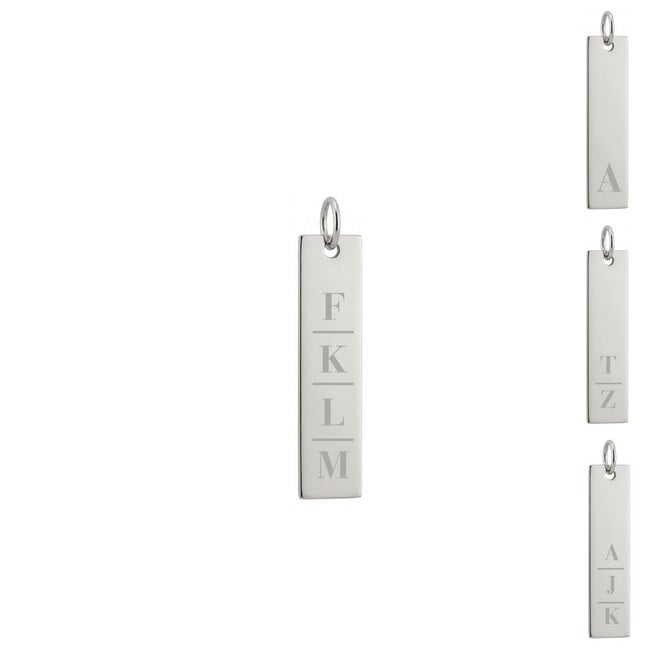 Gepersonaliseerde initialen bedel bar zilver