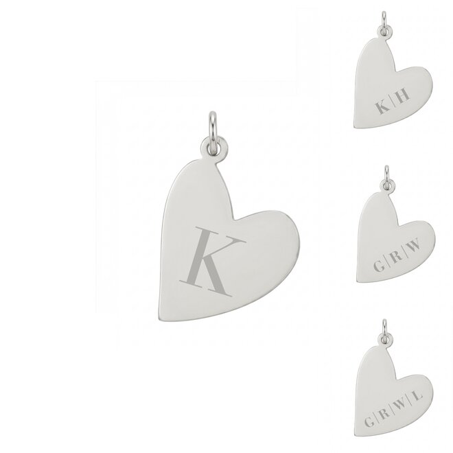 Gepersonaliseerde initialen bedel heart zilver