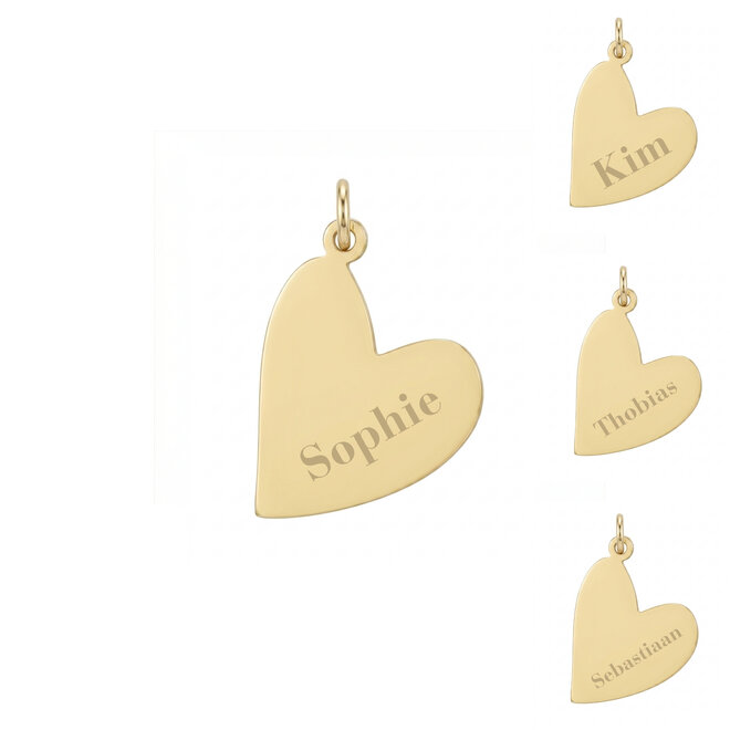 Gepersonaliseerde naam bedel heart goud