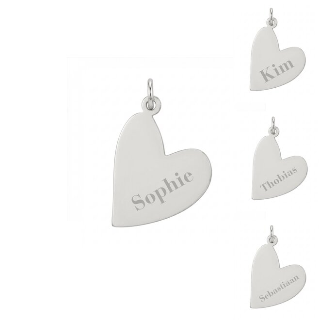Gepersonaliseerde naam bedel heart zilver