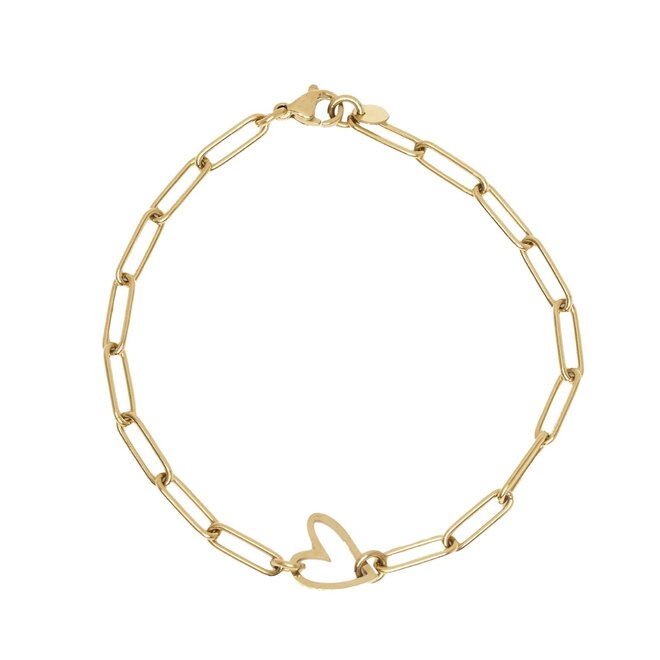 Armband chain big heart goud