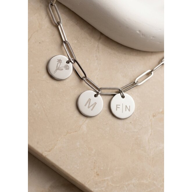 Gepersonaliseerde geboortebloem armband zilver | 1 bedel