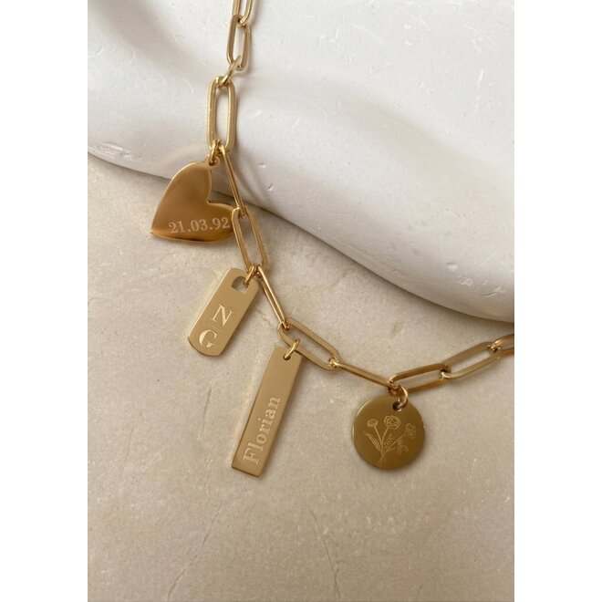 Gepersonaliseerde geboortebloem armband | 3 bedels