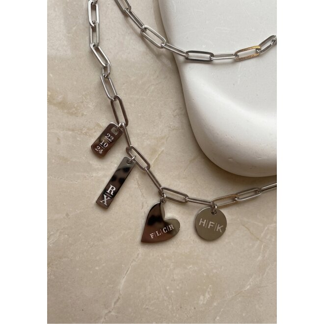 Gepersonaliseerde datum ketting tag small zilver