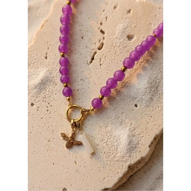Ketting charlie paars 8mm goud