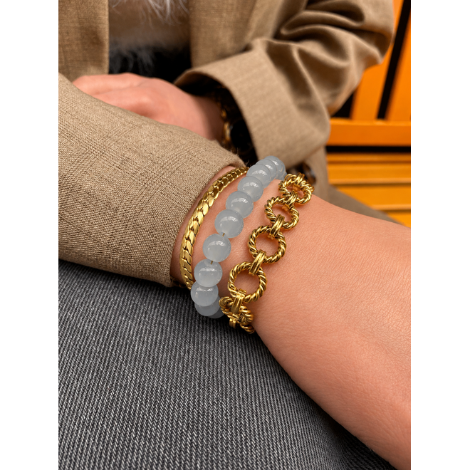 Armband charlie blauw 8mm goud