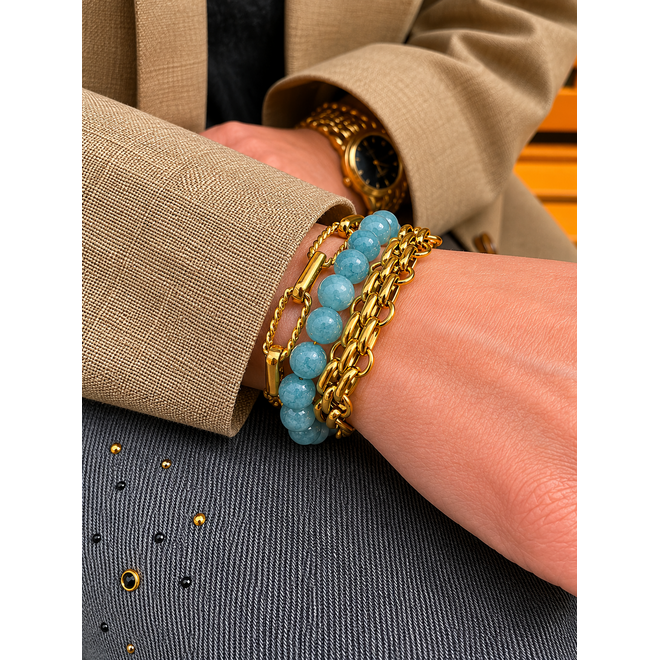 Armband charlie groen 8mm goud