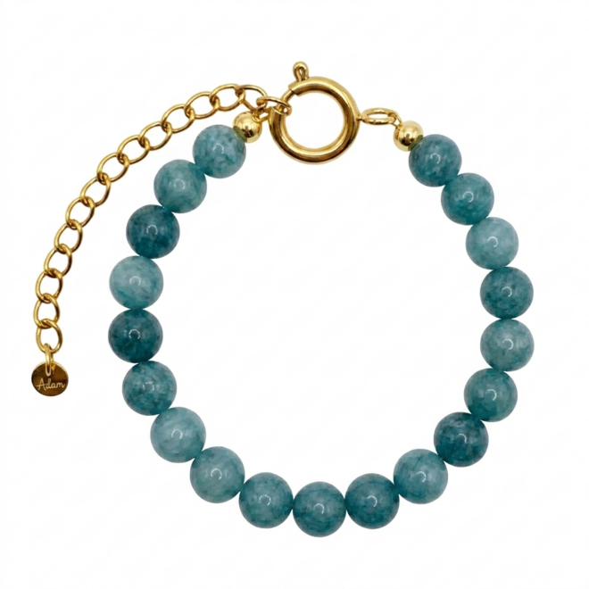 Armband charlie groen 8mm goud