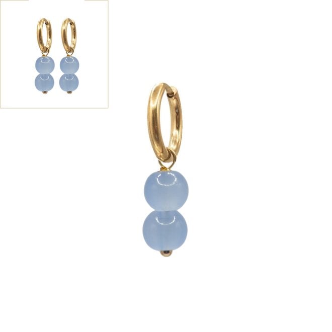 Oorringen charlie blauw 8mm goud