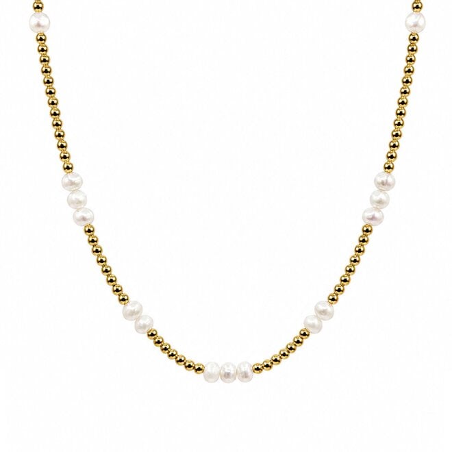 Ketting beads 3mm parel goud