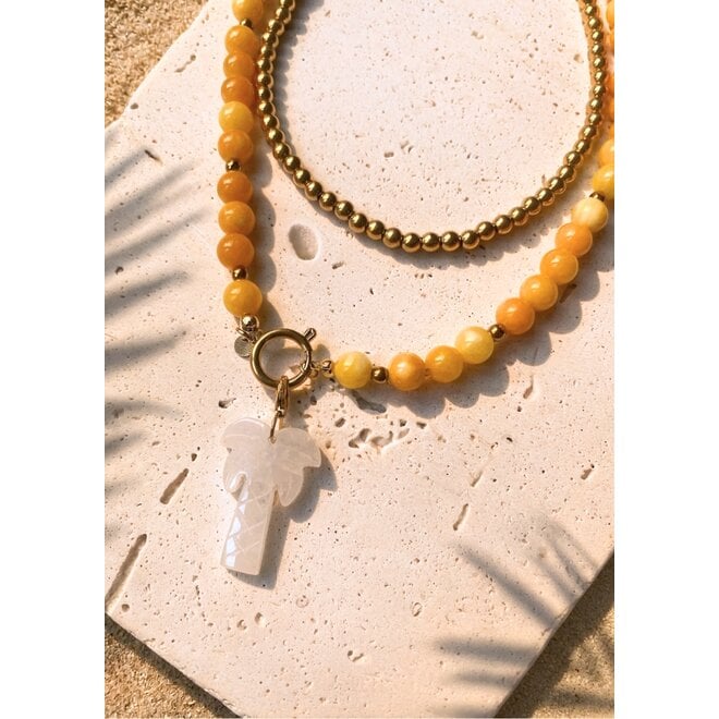Charm palmtree bergkristal goud