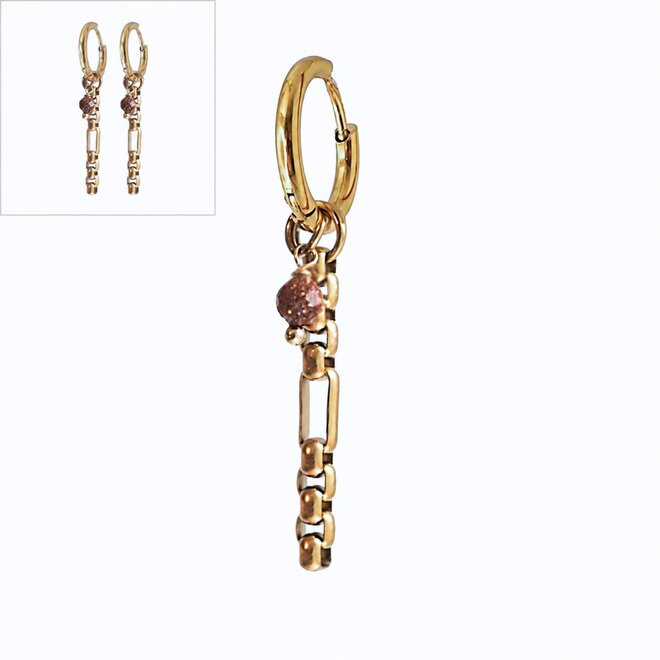 Oorringen small jasseron goldstone goud