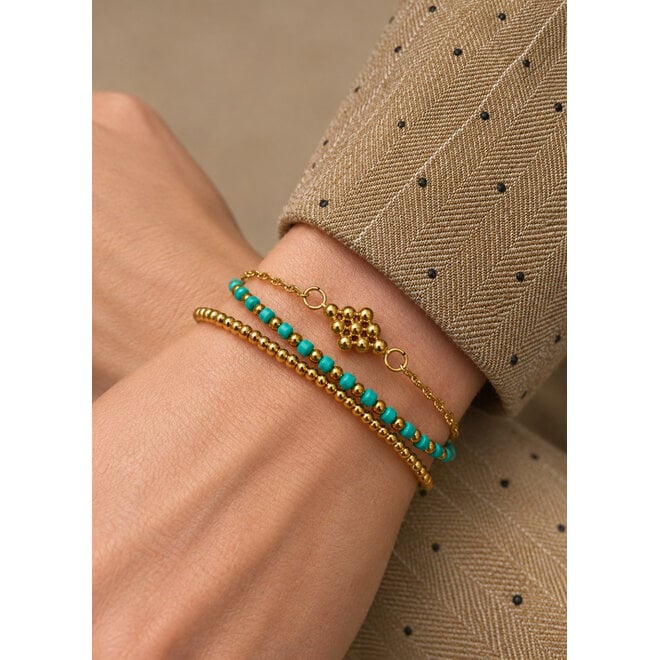 Armband ruit 3d bolletjes goud