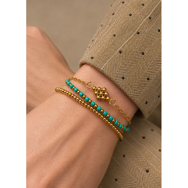 Armband ruit 3d bolletjes goud