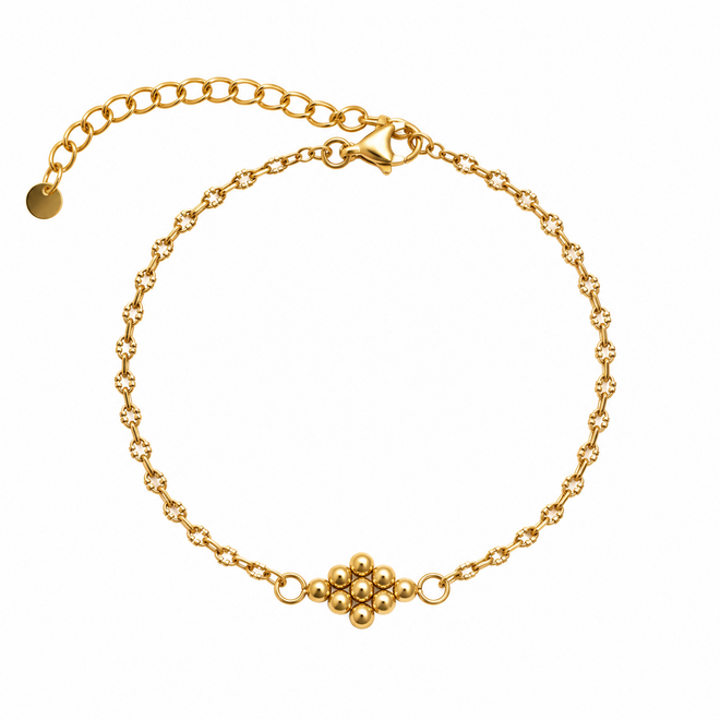 Armband ruit 3d bolletjes goud