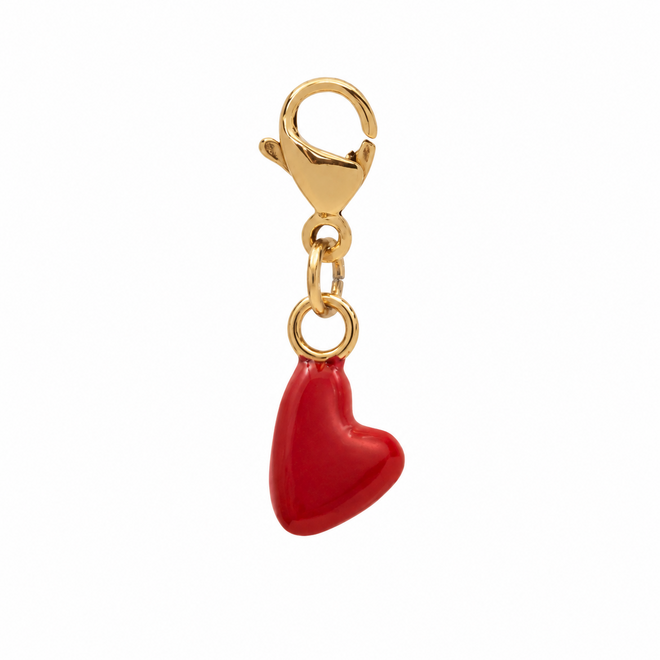 Charm red heart goud