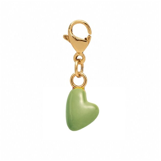 Charm light green heart goud