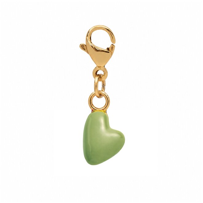 Charm light green heart goud