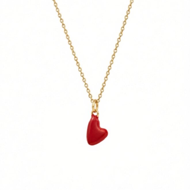 Ketting red heart goud
