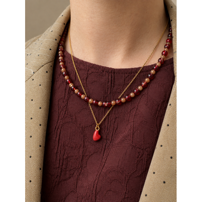 Ketting red heart goud