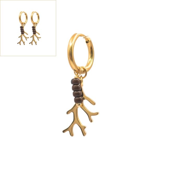 Oorringen woodland bruin goud