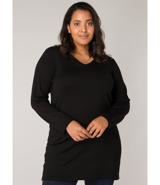 Base Level Curvy Anine Long Top Black