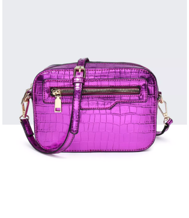 Shining Croco Bag Fuchsia