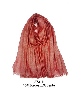 Glitter Scarf Maroon Silver (Red)