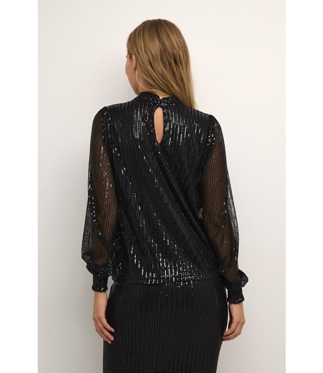 Kaffe Black Sequins Blouse