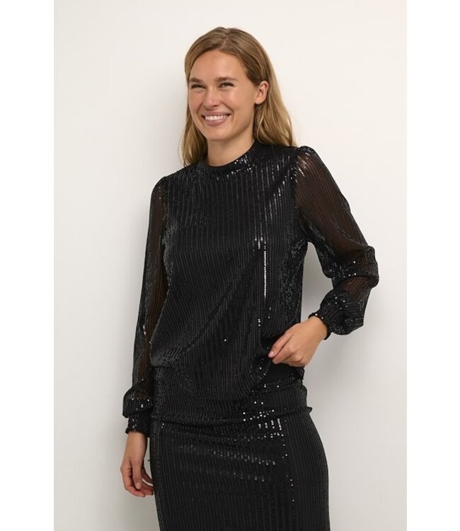 Kaffe Black Sequins Blouse