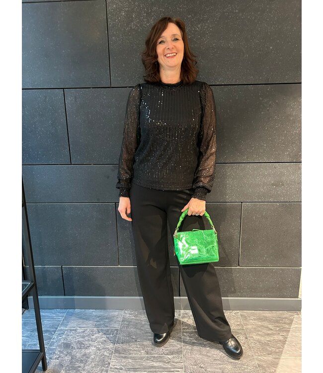 Kaffe Black Sequins Blouse